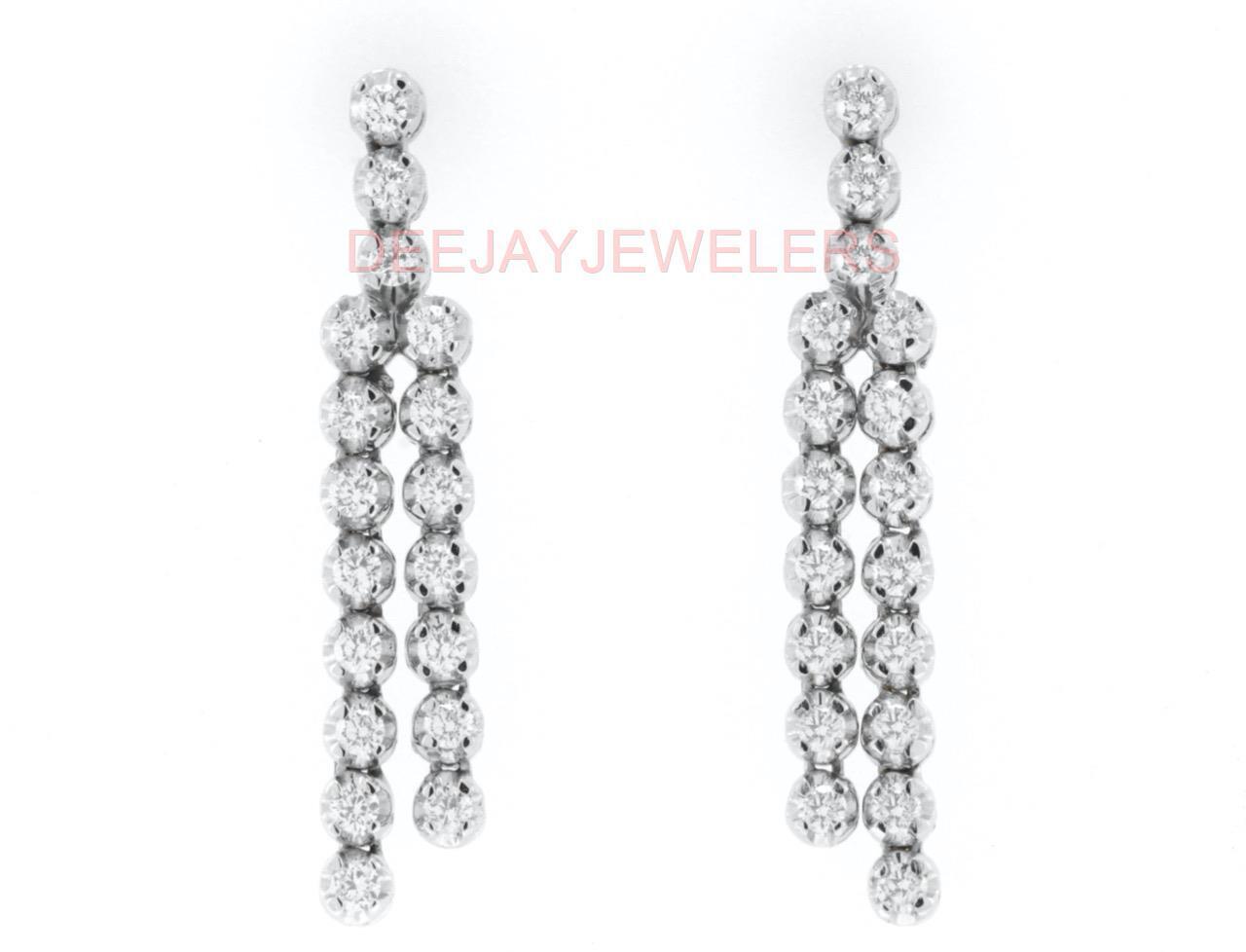 1.20ct Diamond Tennis Earrings Double Dangle 14k White Gold DeeJay