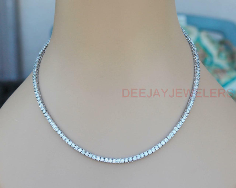 14ct Diamond Tennis Necklace Box-Link Eternity 14k White Gold 16 inch