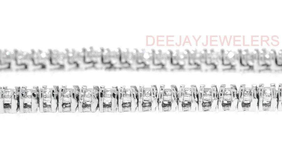 14ct Diamond Tennis Necklace Box-Link Eternity 14k White Gold 16 inch