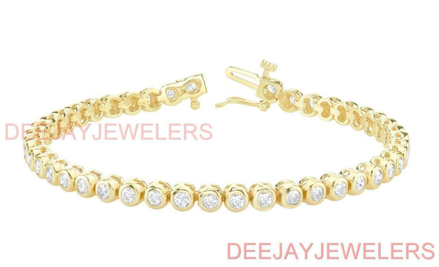 4.25ct Diamond Tennis Bracelet Bezel 14k Yellow Gold