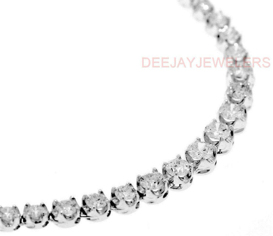 7ct Graduated Diamond Tennis Riviera Necklace 14k White Gold