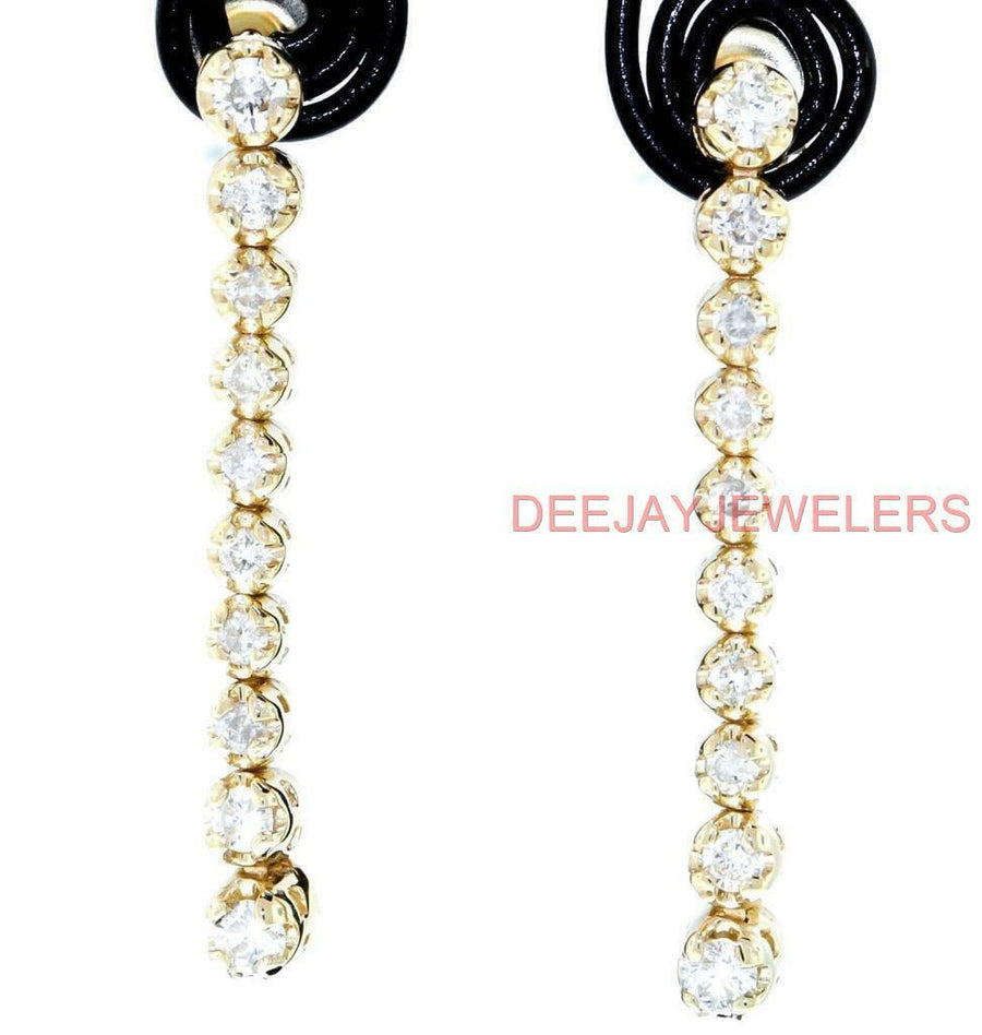 2ct Diamond Dangle Tennis Earrings 14k Yellow Gold