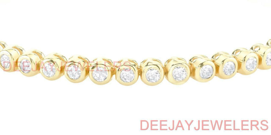 4.25ct Diamond Tennis Bracelet Bezel 14k Yellow Gold