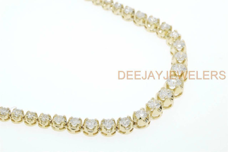 7ct Graduated Diamond Tennis Riviera Necklace 14k Yellow Gold