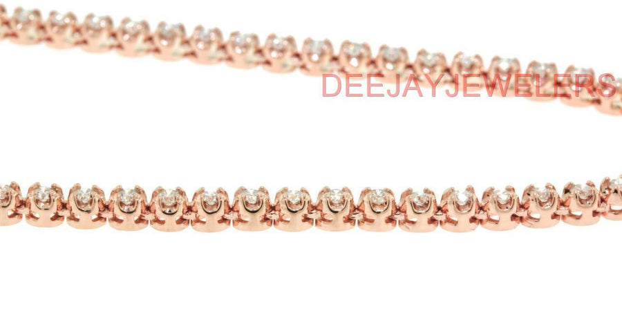 4ct Diamond Eternity Tennis Necklace 14k Rose Gold 18 Inch