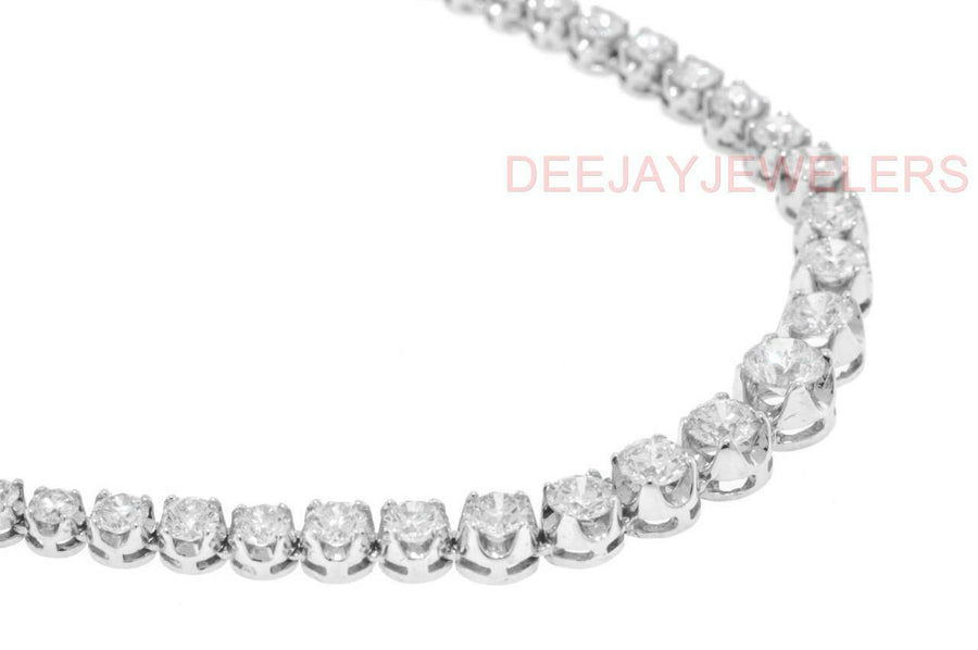 12ct Graduated Diamond Tennis Riviera Necklace 14k White Gold