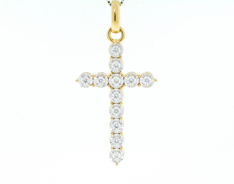 0.72ct Diamond Cross Pendant Necklace 18k Gold