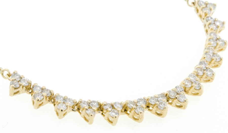 1.45ct Diamond Fancy Cluster Necklace 14k Yellow Gold