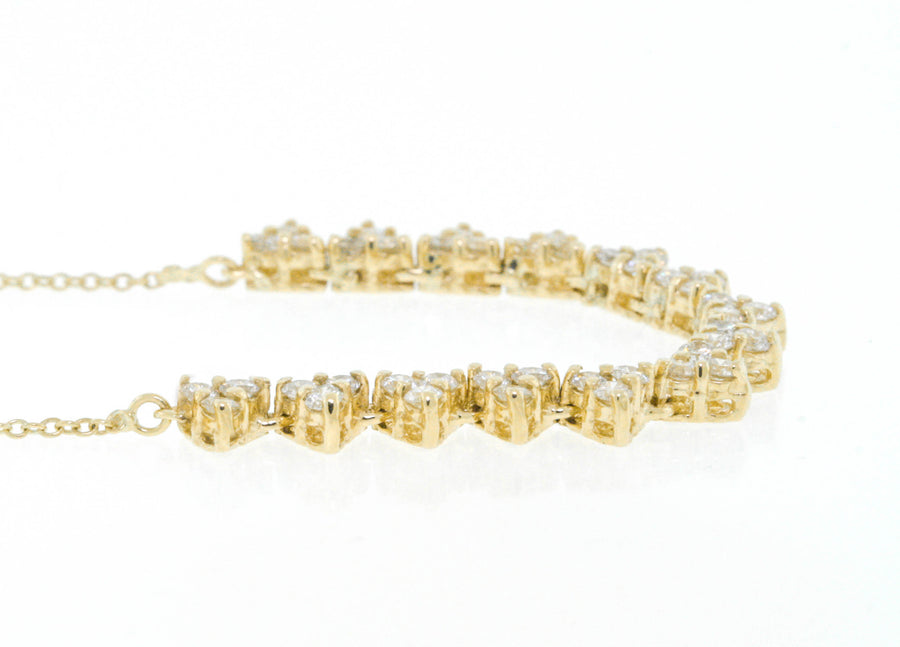 1.45ct Diamond Fancy Cluster Necklace 14k Yellow Gold