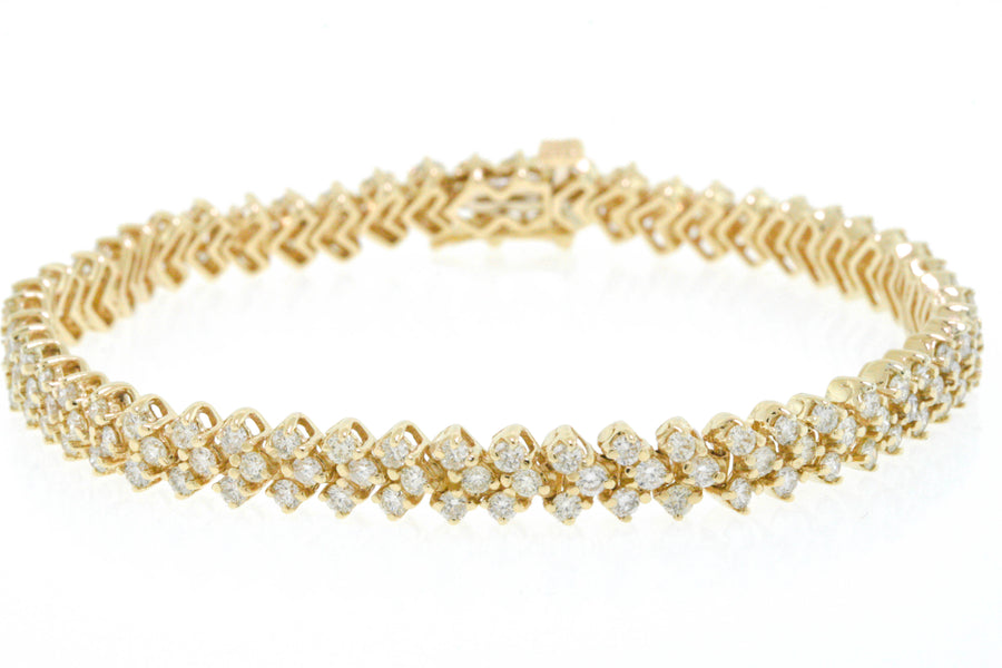 5ct Diamond Chevron Tennis Bracelet 14k Yellow Gold