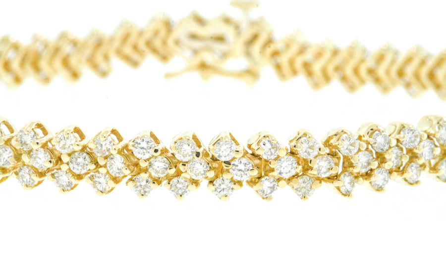 5ct Diamond Chevron Tennis Bracelet 14k Yellow Gold