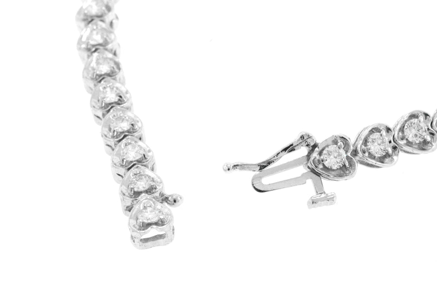 3.00ct Diamond Heart Tennis Bracelet 14k White Gold