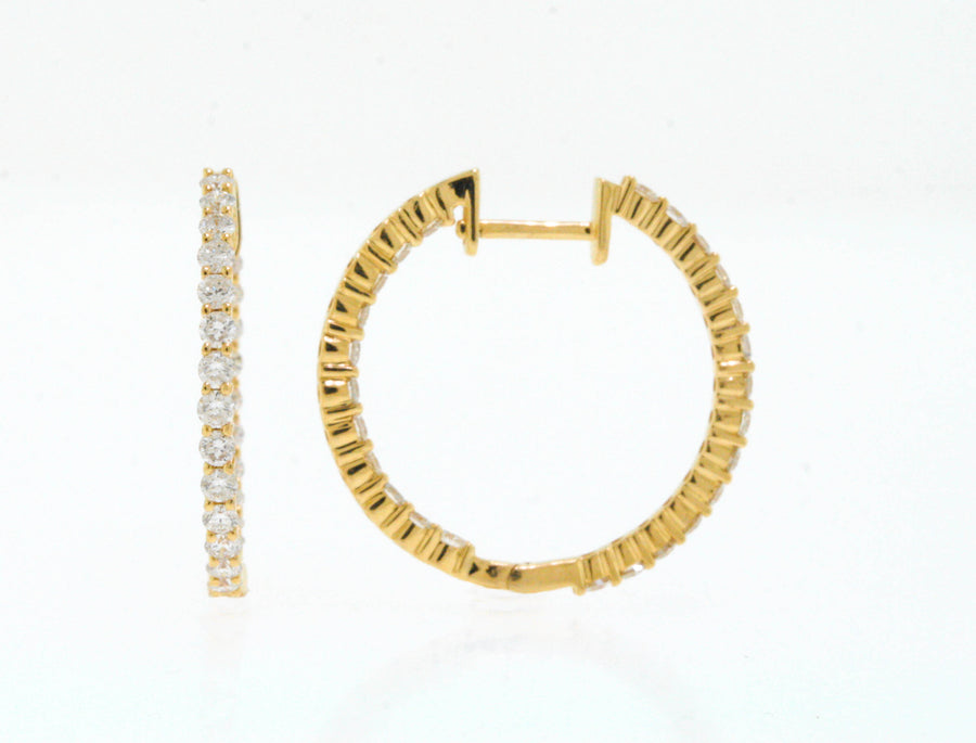 1.50ct Diamond Inside Out Hoop Earrings 18k Yellow Gold