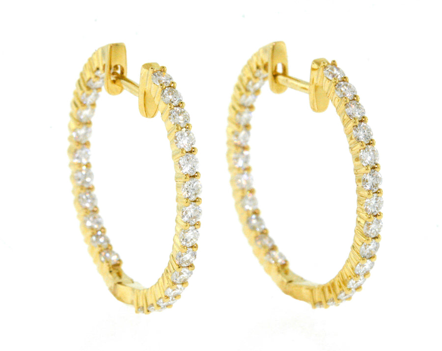 1.50ct Diamond Inside Out Hoop Earrings 18k Yellow Gold