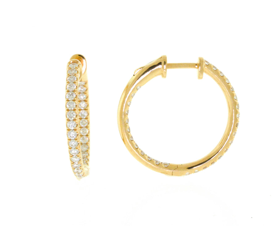 1.44ct Diamond Inside Out Hoop Earrings 18k Yellow Gold