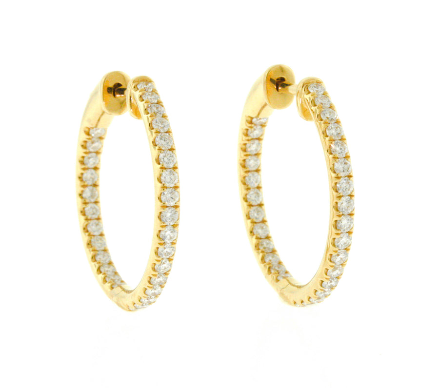 1.44ct Diamond Inside Out Hoop Earrings 18k Yellow Gold