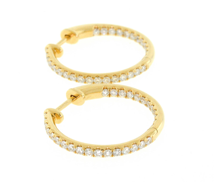 1.44ct Diamond Inside Out Hoop Earrings 18k Yellow Gold