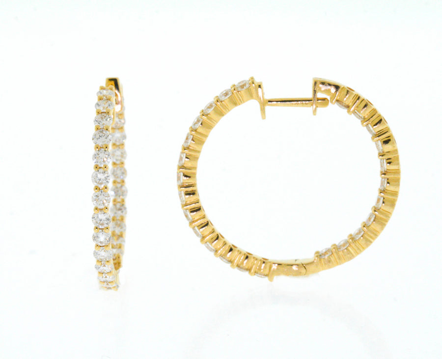 2.06ct Diamond Inside Out Hoop Earrings 18k Yellow Gold