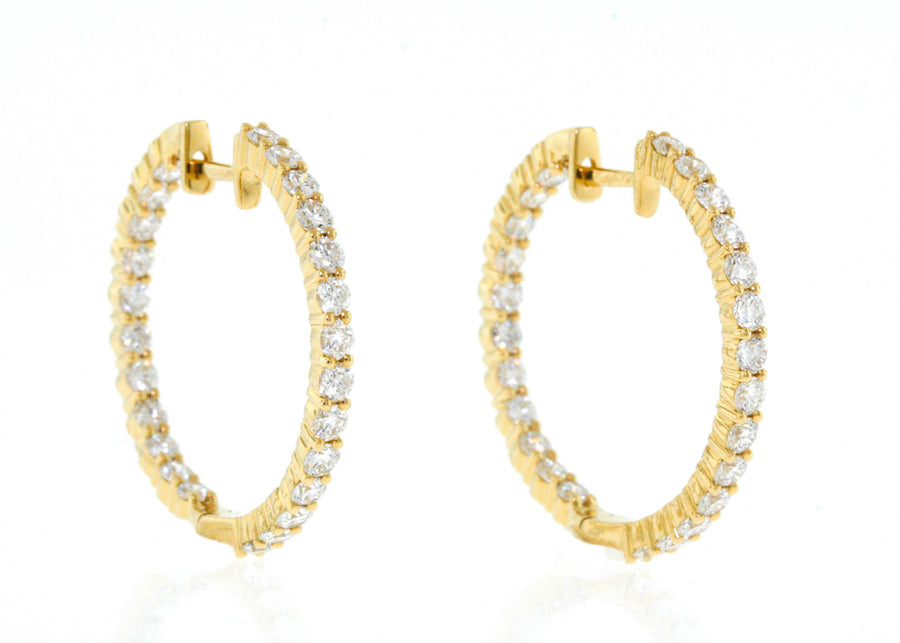 2.06ct Diamond Inside Out Hoop Earrings 18k Yellow Gold