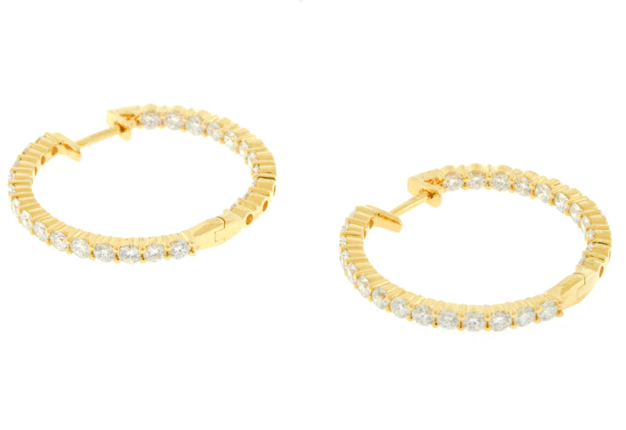 2.06ct Diamond Inside Out Hoop Earrings 18k Yellow Gold