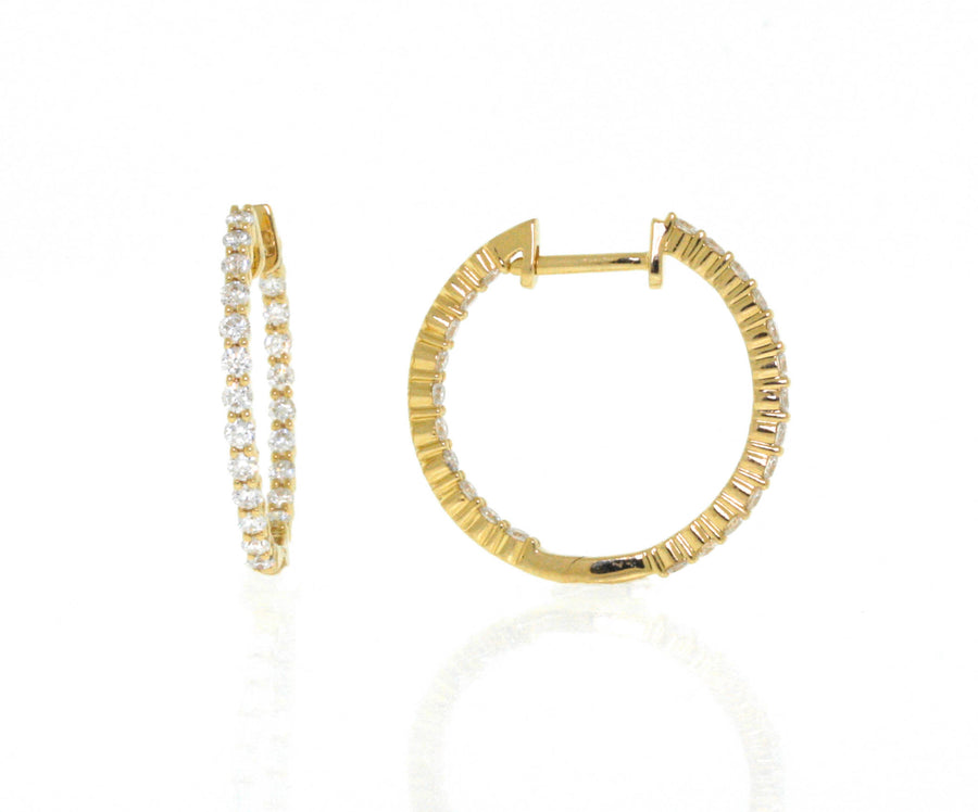 0.79ct Diamond Inside Out Hoop Earrings 18k Yellow Gold