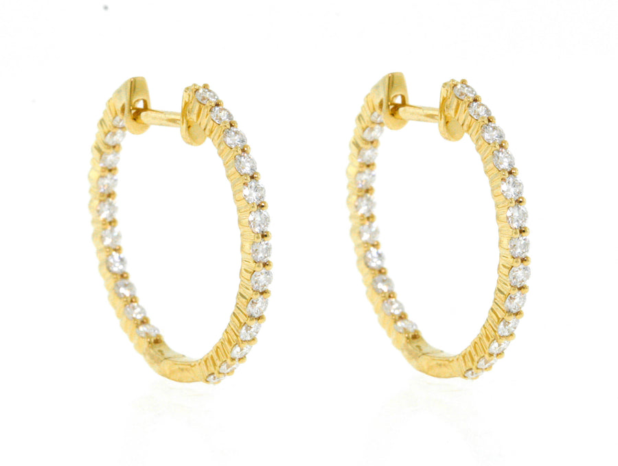 0.79ct Diamond Inside Out Hoop Earrings 18k Yellow Gold