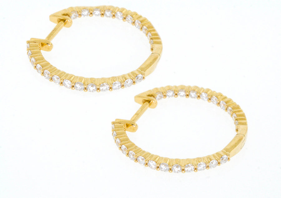 0.79ct Diamond Inside Out Hoop Earrings 18k Yellow Gold