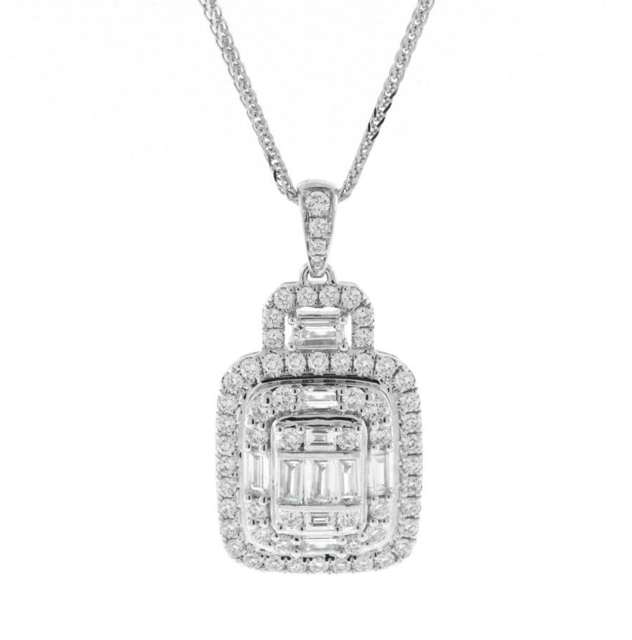 1.16ct Baguette Diamond Pendant Necklace 18k White Gold