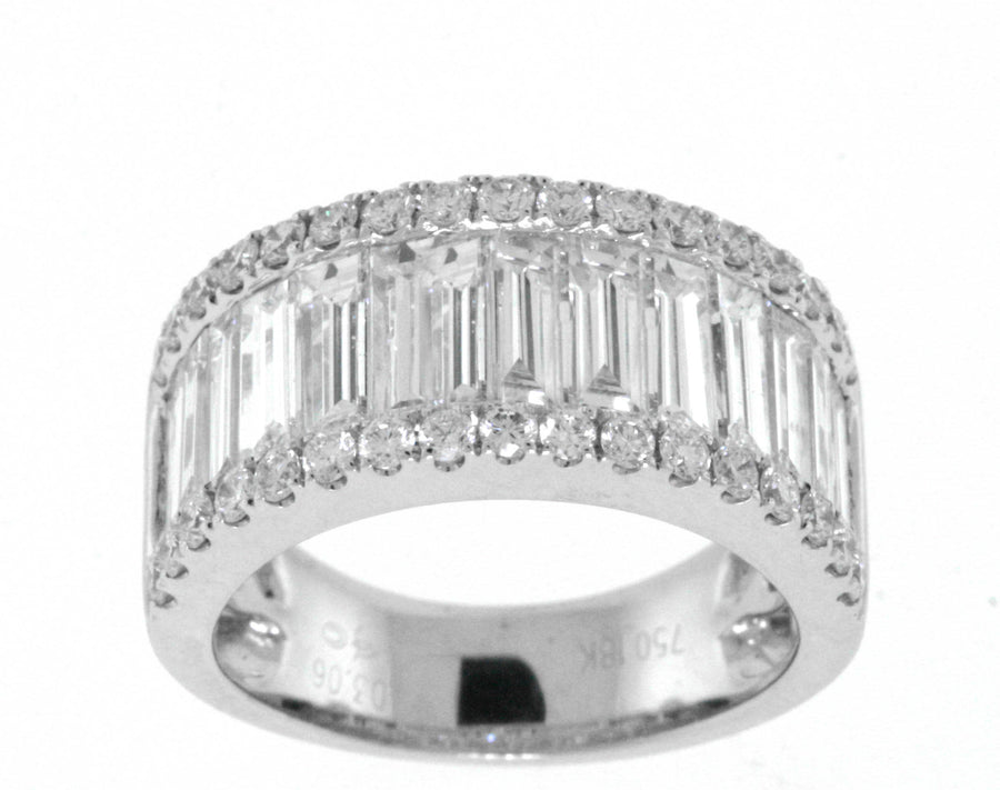 3.06ct Baguette Diamond Statement Ring 18k White Gold Band