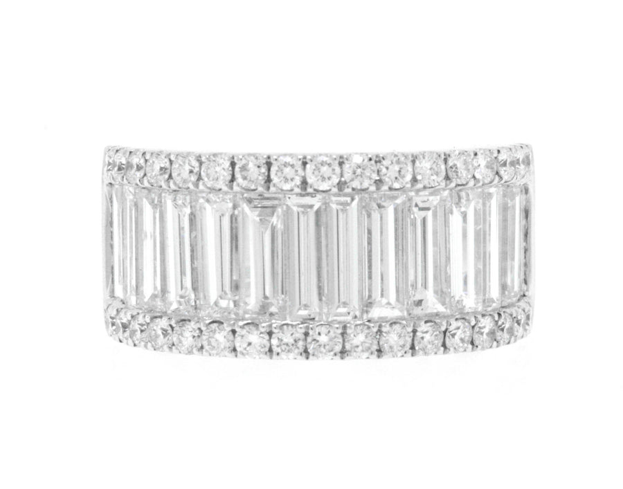 3.06ct Baguette Diamond Statement Ring 18k White Gold Band