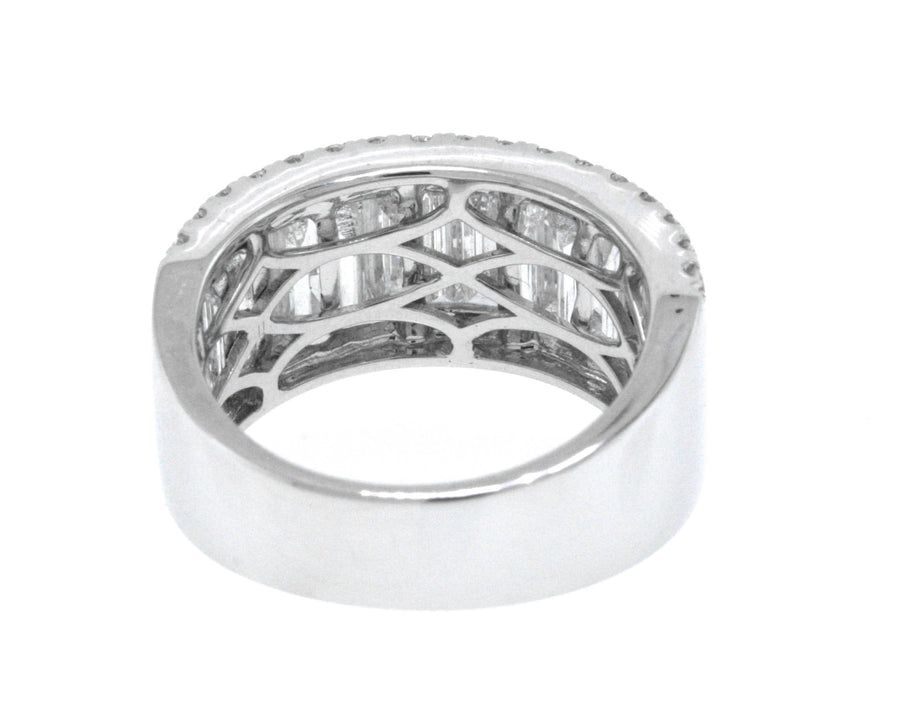 3.06ct Baguette Diamond Statement Ring 18k White Gold Band