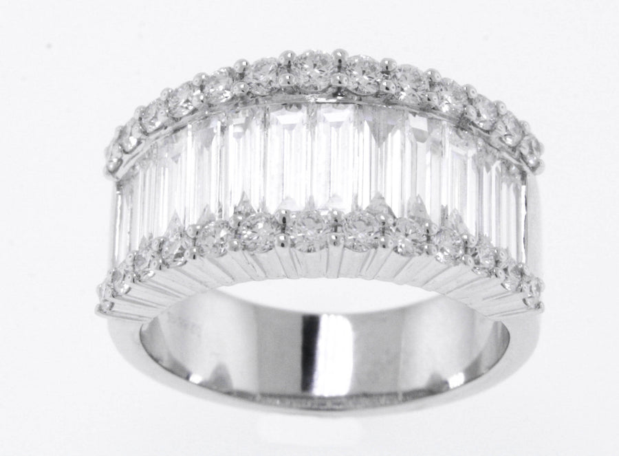 2.86ct Baguette Diamond Statement Ring 18k White Gold Band