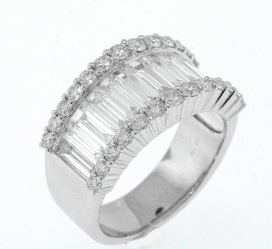 2.86ct Baguette Diamond Statement Ring 18k White Gold Band