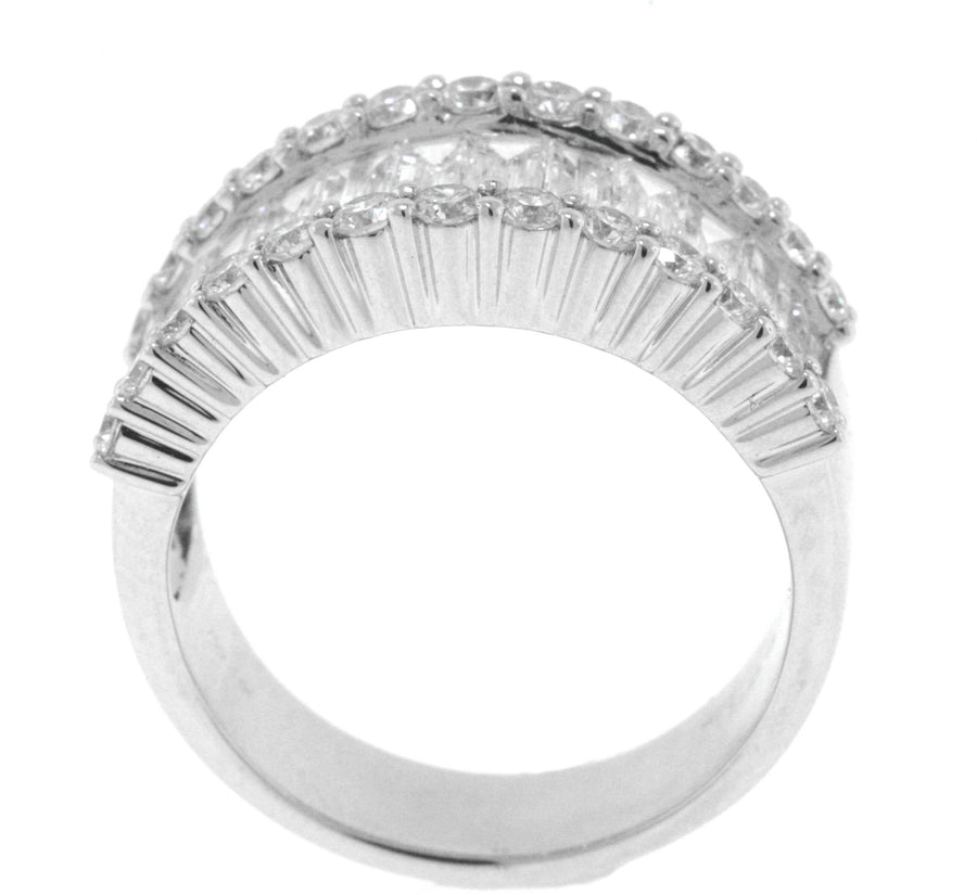 2.86ct Baguette Diamond Statement Ring 18k White Gold Band