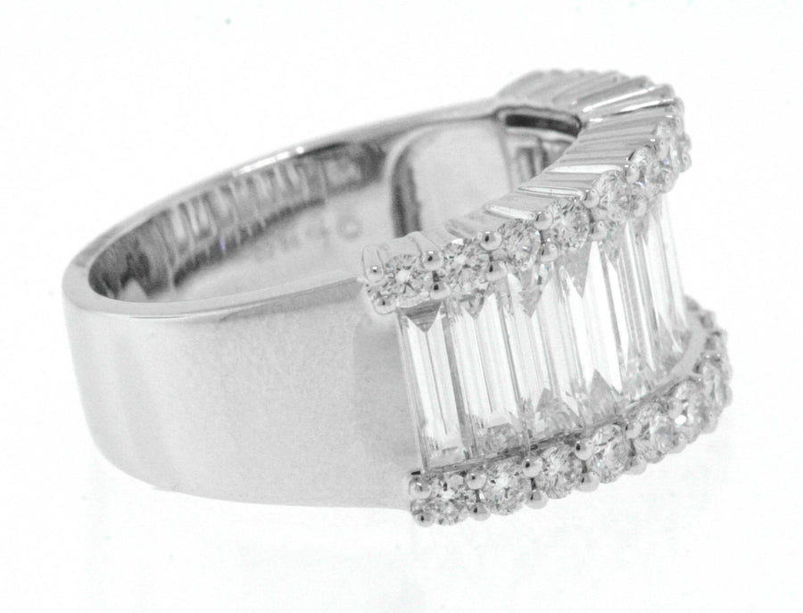 2.86ct Baguette Diamond Statement Ring 18k White Gold Band