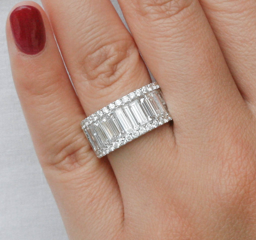 3.06ct Baguette Diamond Statement Ring 18k White Gold Band