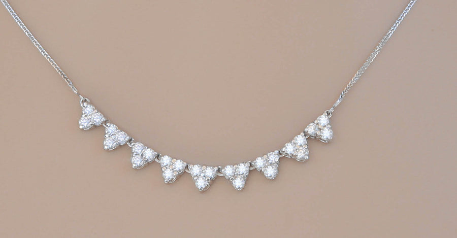 1.60ct Diamond Fancy Cluster Necklace 14k White Gold