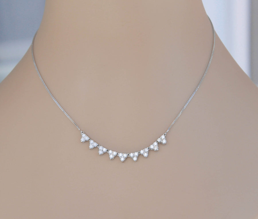 1.60ct Diamond Fancy Cluster Necklace 14k White Gold