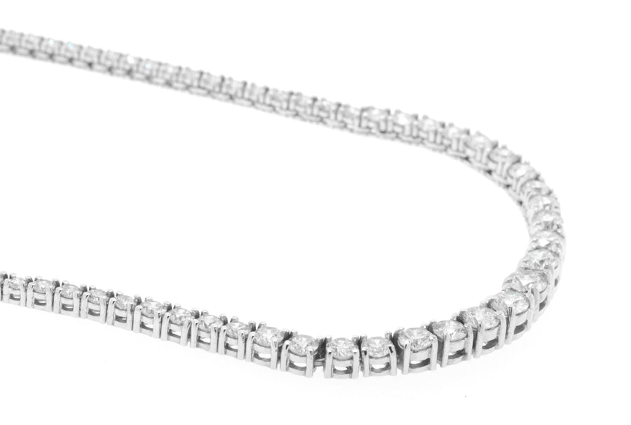 8ct Graduated Diamond Tennis Necklace Riviera 14k White Gold