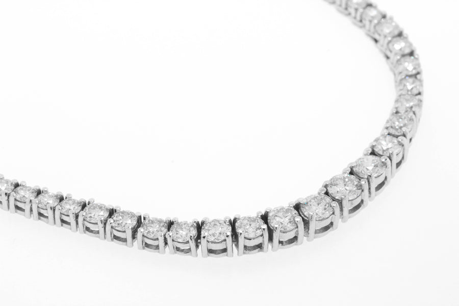 10ct Graduated Diamond Tennis Necklace Riviera 14k White Gold