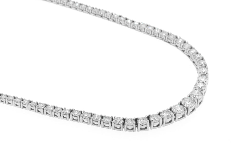 13ct Graduated Diamond Tennis Necklace Riviera 14k White Gold