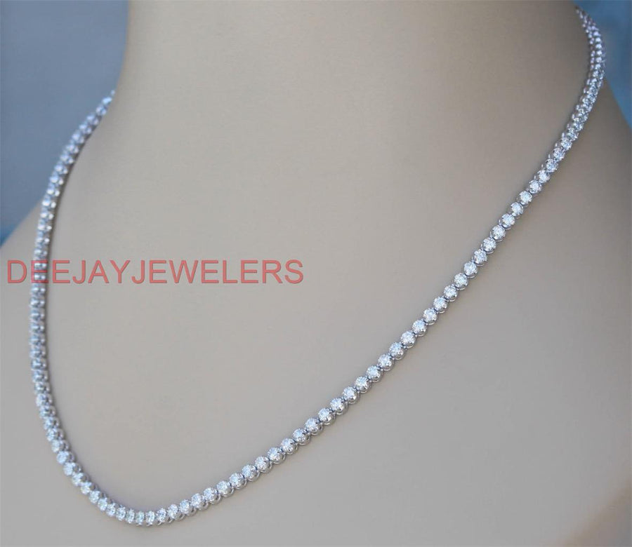 11ct Diamond Eternity Tennis Chain Necklace 20 inch 14k White Gold