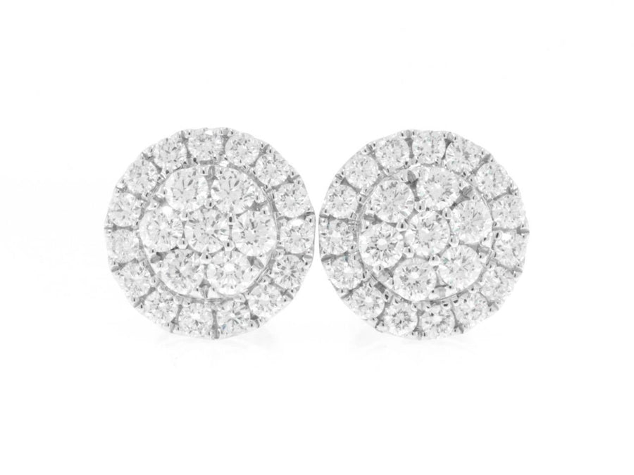 1.77ct Diamond Halo Stud Earrings 18k White Gold 12mm