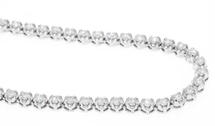 11ct Diamond Eternity Tennis Chain Necklace 20 inch 14k White Gold