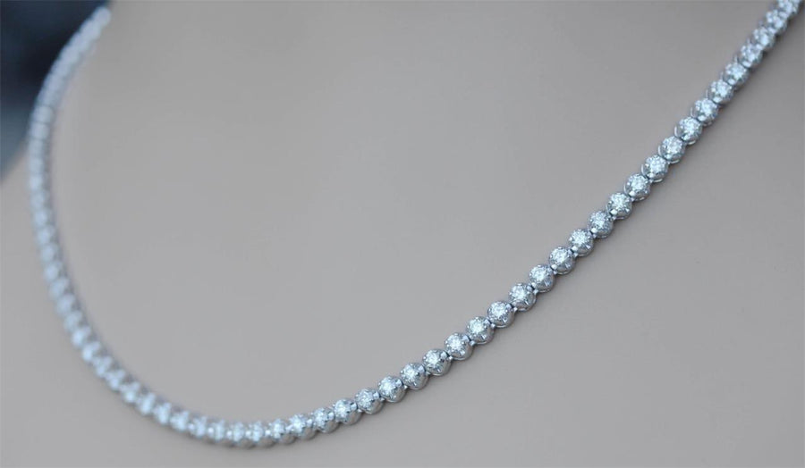 Anne Necklace | 13ct Diamond Eternity Tennis Necklace 16 inch 14k White Gold