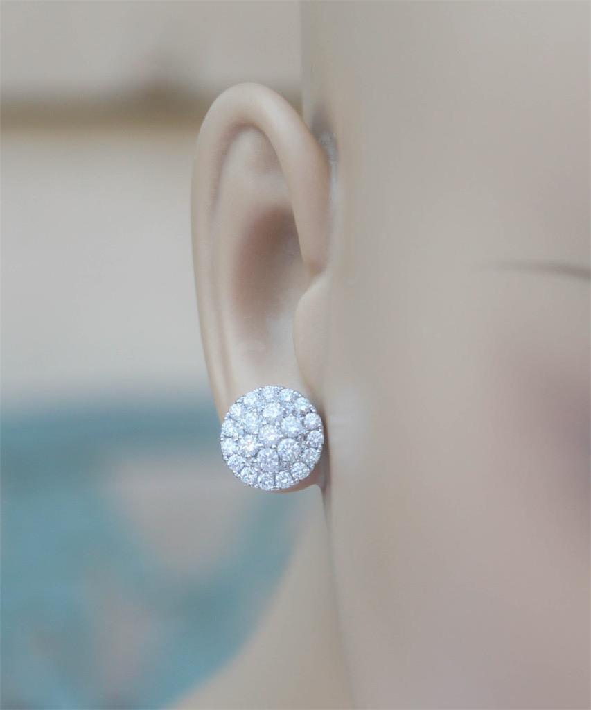 1.77ct Diamond Halo Stud Earrings 18k White Gold 12mm