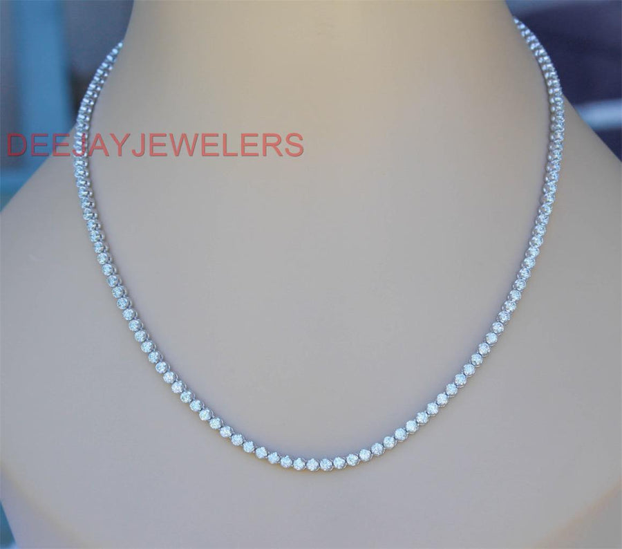 11ct Diamond Eternity Tennis Chain Necklace 20 inch 14k White Gold