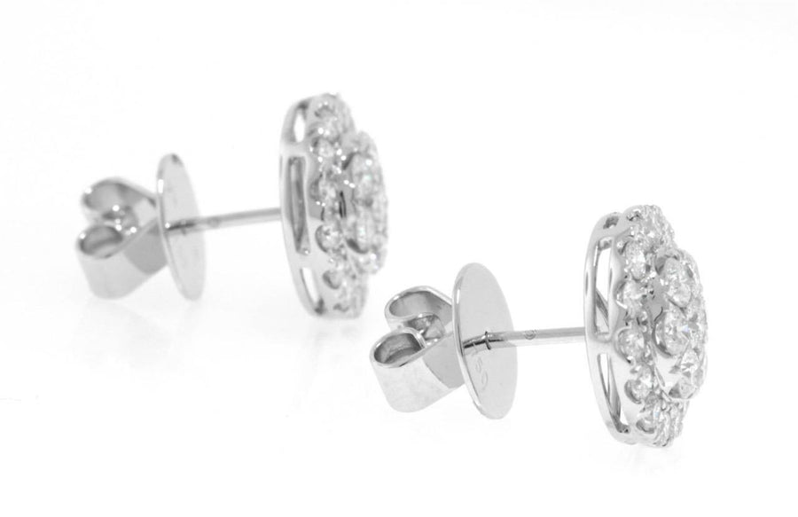 1.77ct Diamond Halo Stud Earrings 18k White Gold 12mm