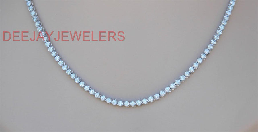 11ct Diamond Eternity Tennis Chain Necklace 20 inch 14k White Gold