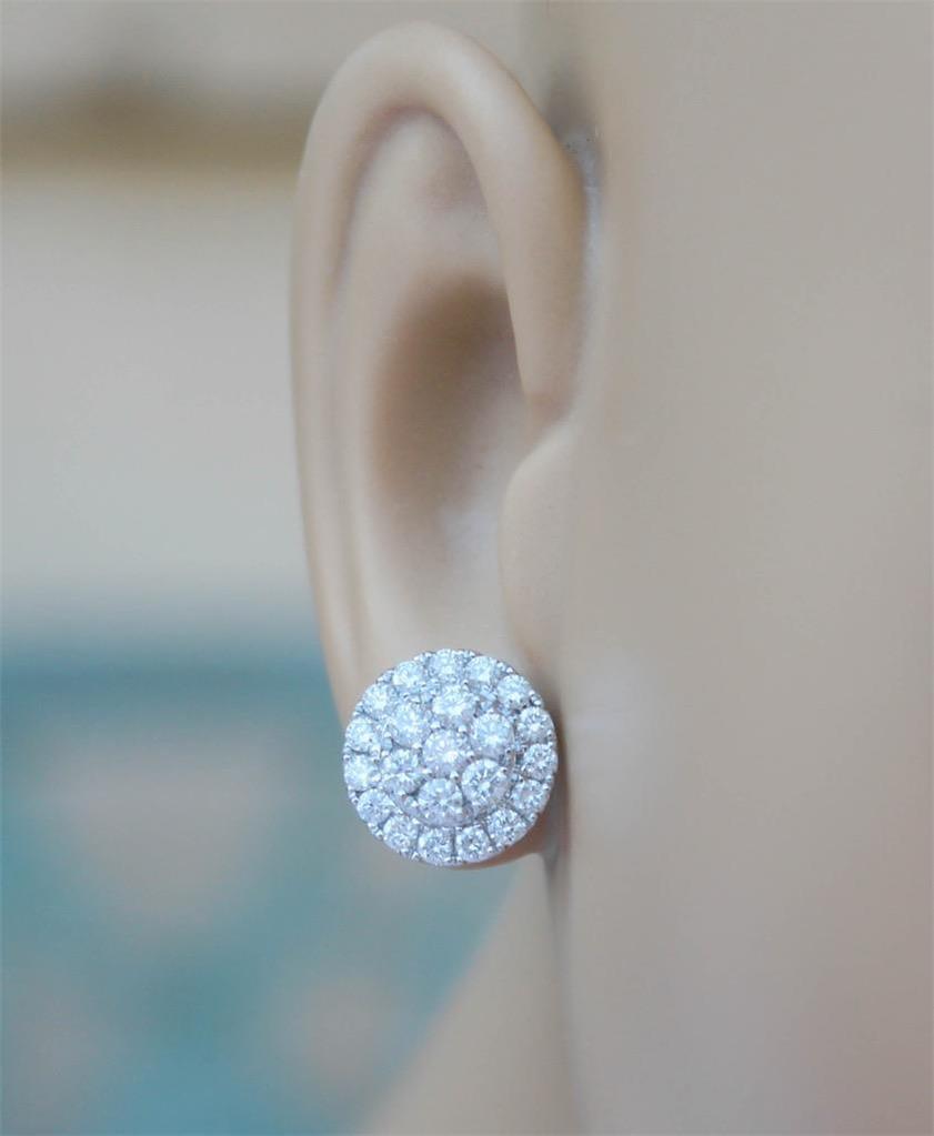 1.77ct Diamond Halo Stud Earrings 18k White Gold 12mm